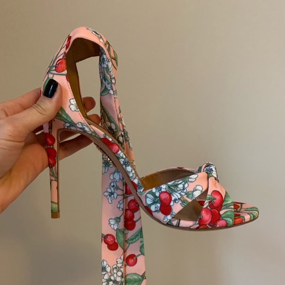 NEW Aquazzura All Tied Up Sandal in Cherry Blossom